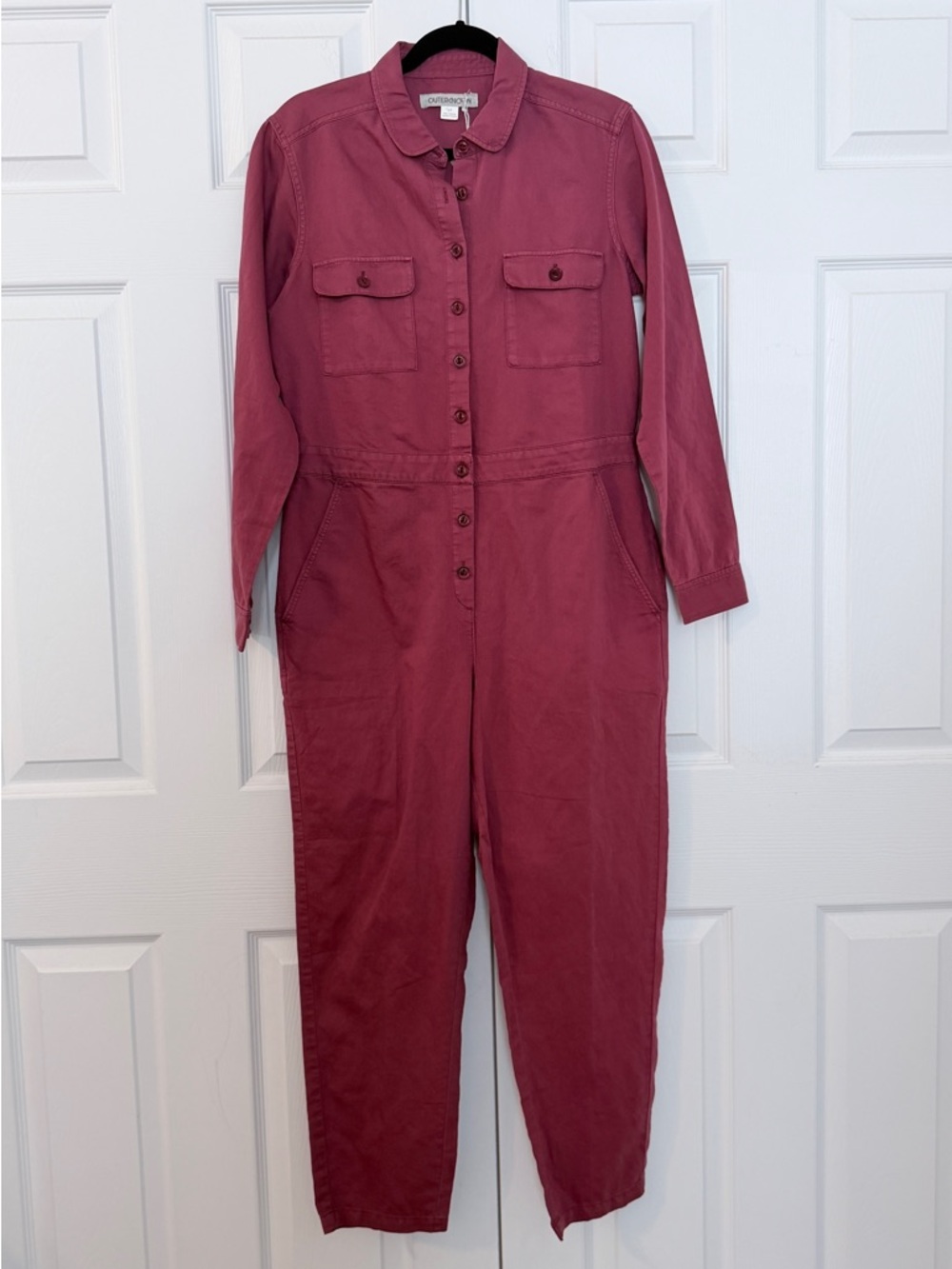 Outerknown Maroon Button-Up Long Sleeve Jumpsuit Size Small NWT